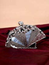 Valentine&#39;s gifts for wife with german silver chain half moon clutch wedding bag - £69.58 GBP