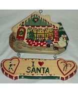 Christmas Xmas Holiday Decor Wooden Santa Claus I Love Heart JDI 1997 House - £35.54 GBP