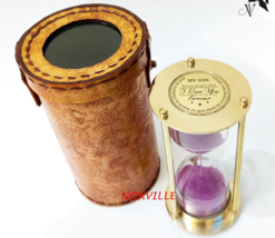 Antique Vintage Maritime Brass Sand Timer Hourglass with Case Personaliz... - £48.74 GBP