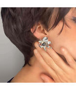 OOAK Big 1980s Hematite Sterling Silver Earrings! OFFeR! - $7,537.40 MXN