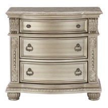 Marble Top Nightstand: European Design, Silver Finish - $1,036.50 CAD