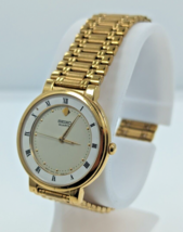 Seiko Quartz Watch Gold Tone V701-7A60 Round Roman Numerals Vintage 1990s AS IS - £114.66 GBP