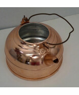 Cooper plated  vintage tea kettle pot with metal handle no lid - $19.75