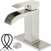 Midanya Bathroom Sink Faucet Single Handle Slotted Waterfall, Brushed Nickel - $57.99