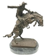 STUNNING FREDERIC REMINGTON BRONZE COWBOY ON HIS HORSE GREAT DETAIL, SIGNED - $888.25