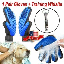 Deshedding Hair Fur Removal Pet Dog Cat Grooming Glove with Training Whi... - $7.67