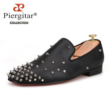 new handmade black genuine leather men shoes with multi-level spikes fashion par - £211.80 GBP