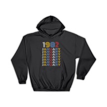 1982 January Colorful Retro Birthday : Gift Hoodie Age Month Year Born - £28.73 GBP