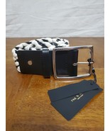 RAG &amp; BONE Jumbo Boyfriend Woven  Leather/Rope Belt Black White Size XS NWT - £43.09 GBP