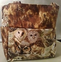 owl forest tree bird brown flight wild purse project bag handmade - $37.14
