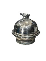 Antique Victorian Silverplate Cow Butter Dish Finial Meriden Metal Round 3 Pc B8 - £91.71 GBP