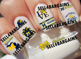 40 NEW 2023 MICHIGAN WOLVERINES LOGOS》10 DIFFERENT DESIGNS Nail Decals - £15.14 GBP