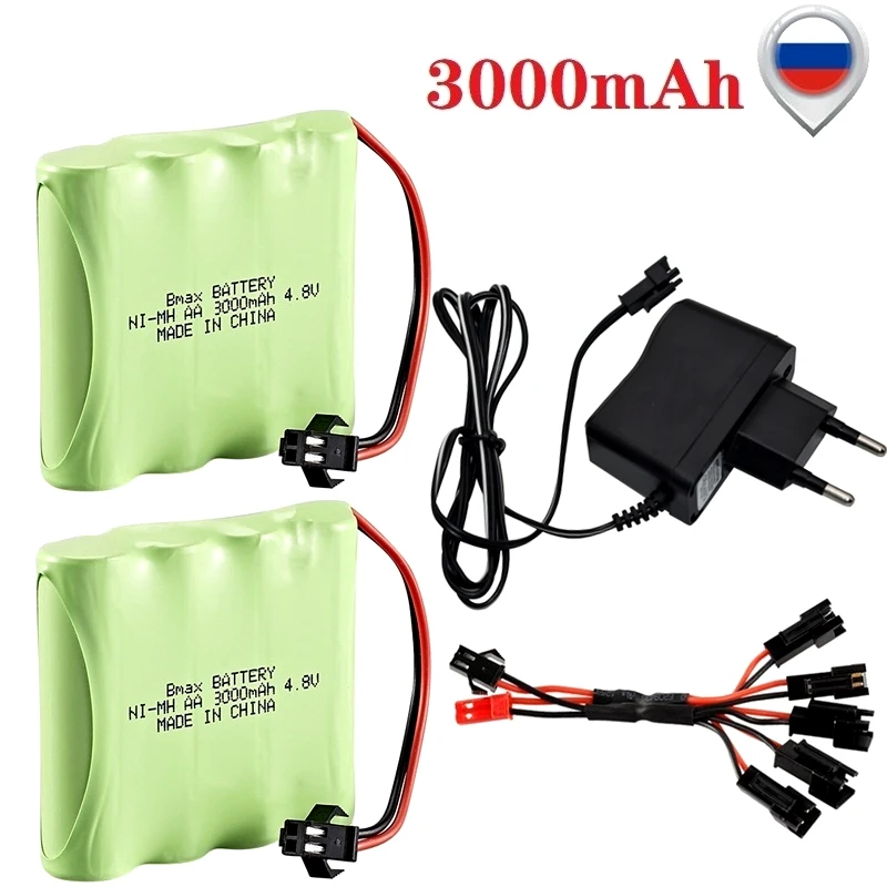 Upgrade 4.8v 3000mah Battery and Charger Sets For Rc toys Cars Tanks Robo - £10.58 GBP+
