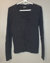 Eddie Bauer Women&#39;s Sweater Size S Gray Cable Knit Cardigan Button Up Vi... - £8.95 GBP