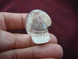 (HH103-E) clear white HUMAN SKULL QUARTZ CRYSTAL GEM skulls Brazil stone... - $21.49