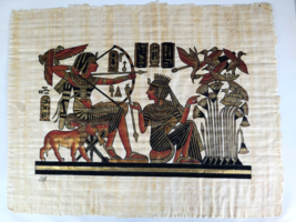 Egyptian Paintings on Papyrus 13.5 x 17.5&quot; In Protective Acrylic Card EUC - £23.52 GBP