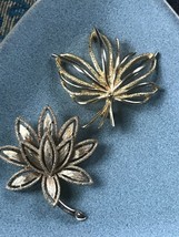 Vintage Lot of Avon & Not Marked Goldtone Spikey Abstract Flower Leaf Pin Brooch - $13.09