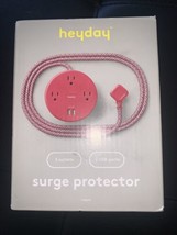 Heyday 3 Outlet Surge Protector with 2 USB Port Hub - Red - £17.72 GBP