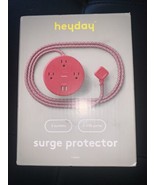 Heyday 3 Outlet Surge Protector with 2 USB Port Hub - Red - $21.99