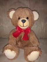 Dan Dee Valentine Day Teddy Bear Plush 10&quot; Brown Red Bow Gold Hearts Stu... - $16.82