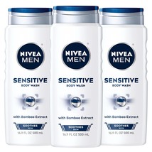 Nivea Men Sensitive Body Wash with Bamboo Extract, 3 Pack of 16.9 Fl Oz Bottles - £36.53 GBP