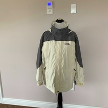 EUC NORTHFACE HyVent Gray &amp; Cream Windbreaker Jacket SZ L - £58.69 GBP