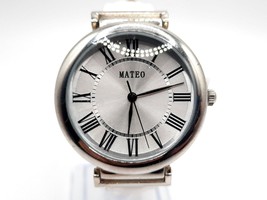 Mateo 37mm Quartz Watch Women New Battery Silver Roman Numerals Dial White Band - £16.11 GBP