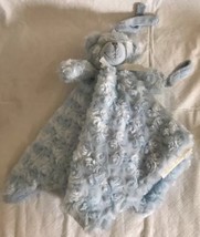 Blankets &amp; Beyond Baby Lovey Blanket Bear Blue Rosette Swirl Pacifier Ho... - $15.99
