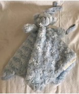 Blankets &amp; Beyond Baby Lovey Blanket Bear Blue Rosette Swirl Pacifier Ho... - £12.82 GBP