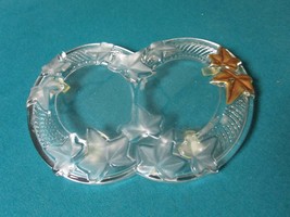 Crystal Glass Double Picture Frame Gold Ribbons Frosted Ivy 10 X 7 MIDCE... - $46.05