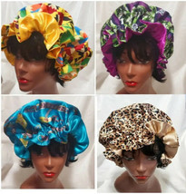 XL African Prints Reversible Kente Satin Bonnet Hats &amp; Headbands - $10.00+