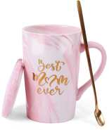 &#39;Best Mom Ever&#39; 16 Oz Pink Marble Ceramic Coffee Mug for Mother&#39;s Day - £11.84 GBP