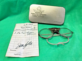 Vtg Willson Safety Glasses Goggles Steampunk in Tin Accessory Motorcycle Aviator - £104.19 GBP