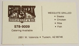 Grub Steak restaurant Vintage Business Card Tucson Arizona bc4 - £3.85 GBP