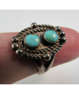 ANTIQUE NAVAJO ring Estate Sale! STERLING SILVER &amp; TURQUIOSE women 925 s... - £71.16 GBP