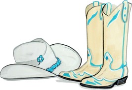 Cowgirl Boots and Hat High Quality Vinyl Decal Sticker Car Truck Tumbler Cooler - $6.95+