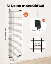 VEVOR 3 Packs Grid Wall Panels 2 x 6 ft Wall-Mounted Wire Display Racks Black - $126.49