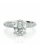 Solid 14k White Gold 2.35Ct Oval Cut Simulated Diamond Engagement Ring S... - £206.30 GBP