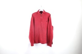 Vtg 90s Ralph Lauren Mens L Faded Cotton Ribbed Knit Half Zip Pullover Sweater - £38.66 GBP
