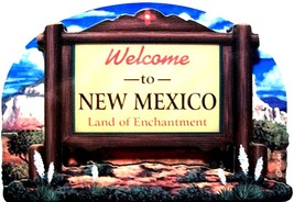 New Mexico Land of Enchantment State Welcome Sign Artwood Fridge Magnet - £5.41 GBP