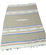 Vintage Saltillo Blanket Hand Made Mexico Cotton Linen Blend  4.5 X 6.5 ... - £36.81 GBP