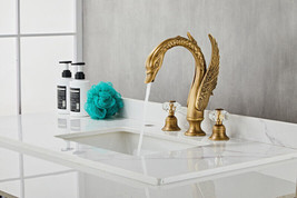 Antique color Swan 3 Holes 8&quot; widespread lavatory basin sink faucet crystal knob - £233.53 GBP