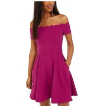 B Darlin Junior Womens 9/10 Magenta Purple Off The Shoulder Mini Dress N... - $34.29