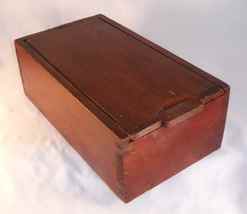 Antique Yellow Pine Wooden Primitive Candle Box with Slide Lid Red Wash ... - $177.00