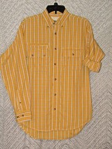 Cabelas Men&#39;s Fishing Hiking Shirt Vented Mesh Lined Yellow Plaid Size Small Reg - £13.20 GBP