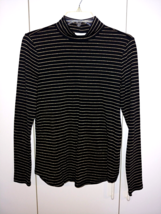 Charter Club Ladies BLACK/METALLIC Gold TURTLENECK-M-PIMA Cotton BLEND-NWOT - £10.46 GBP