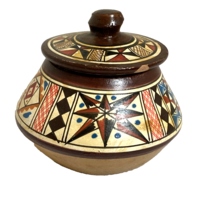 Small Artisan Made Pottery Pot with Lid Cusco Peru - £9.21 GBP