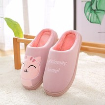 Inter warm home slippers couple shoes female plush cat animal slip on soft indoor flats thumb200