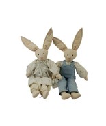 Vintage Cloth Country Bunny Rabbit Couple Ragdoll Stuffed Animal Doll - $37.62