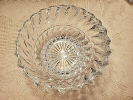 LEADED CRYSTAL SERVING BOWL 9.25" CLEAR SWIRL STARBURST ZIG ZAG image 3